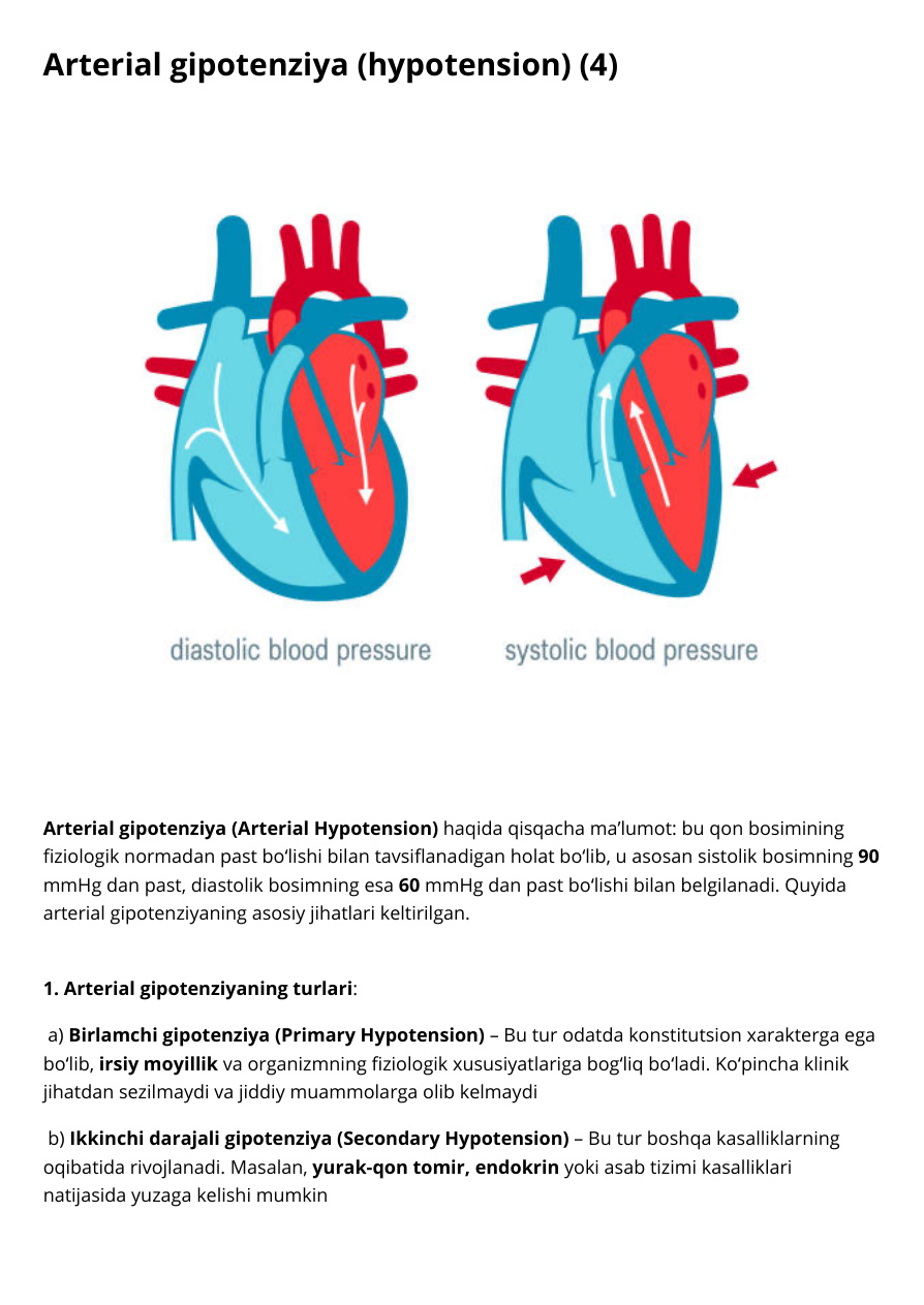 Arterial gipotenziya (hypotension)