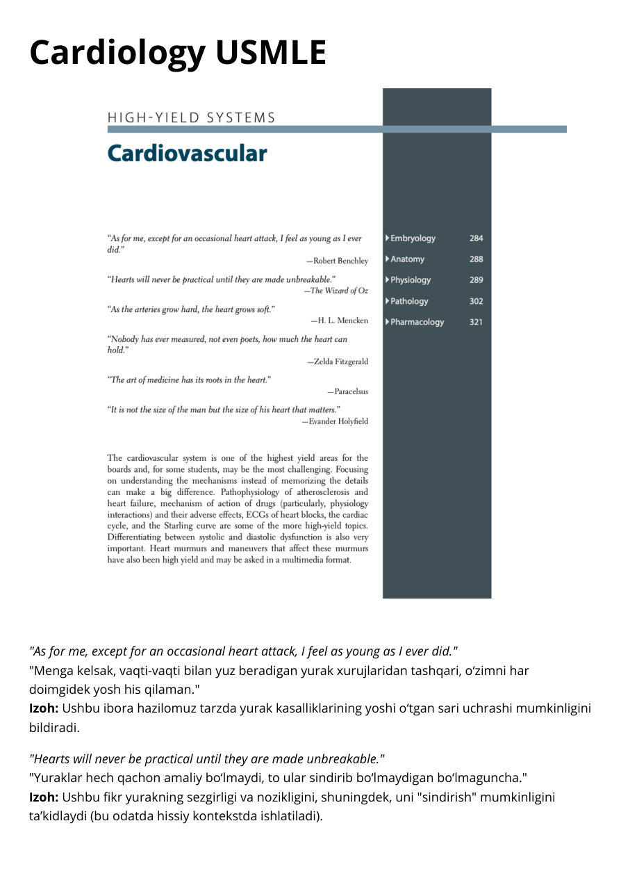 Cardiologiya USMLE Embryology