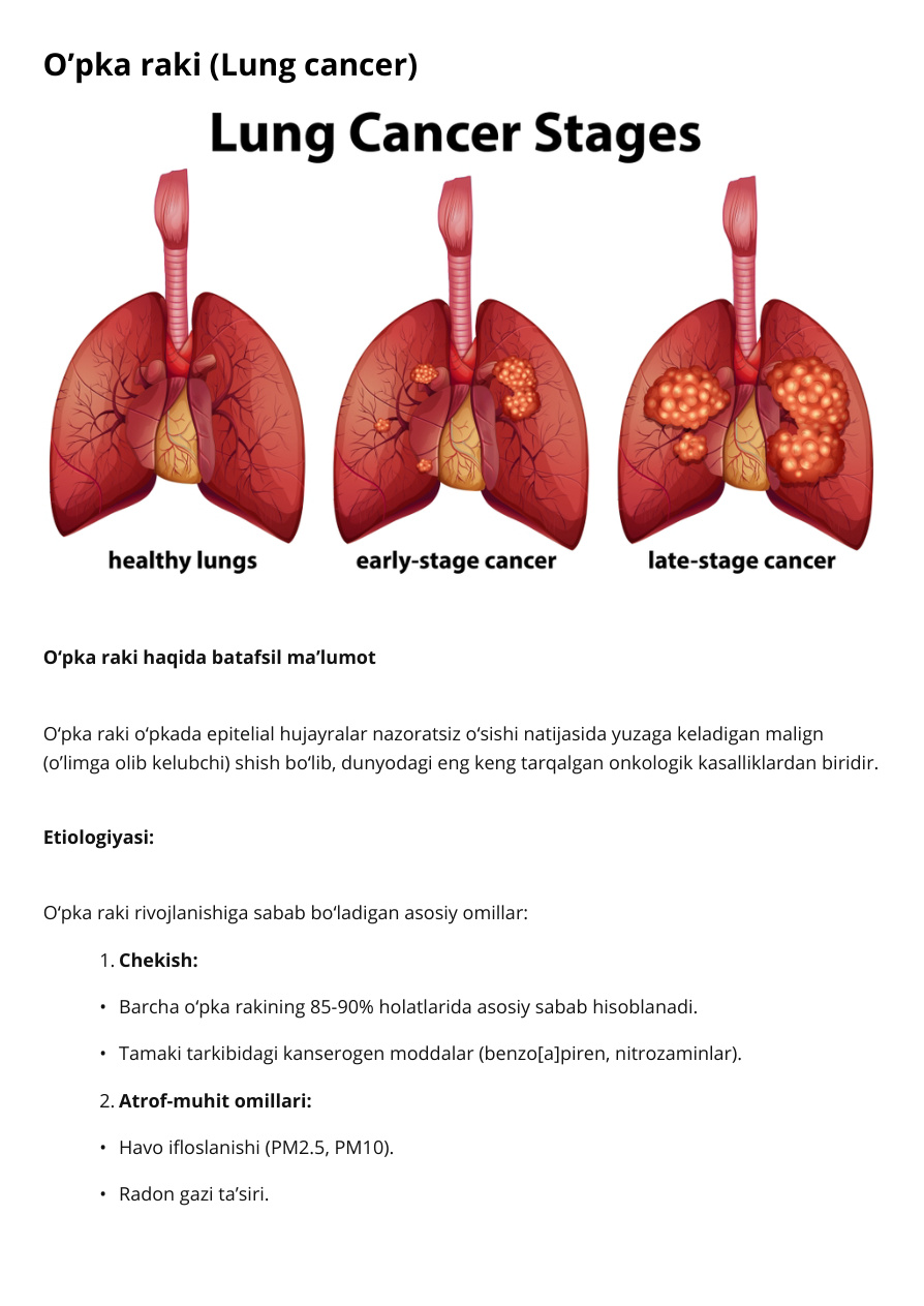 O’pka raki (Lung cancer)